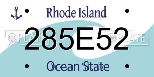 285E52 Rhode Island License Plate