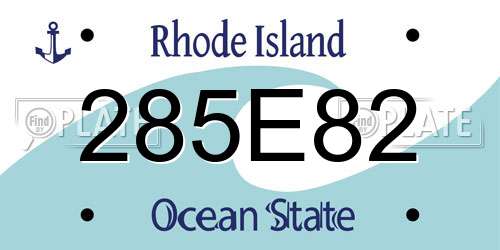 285E82 Rhode Island License Plate