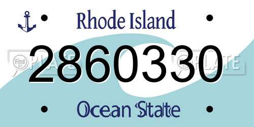 2860330 Rhode Island License Plate
