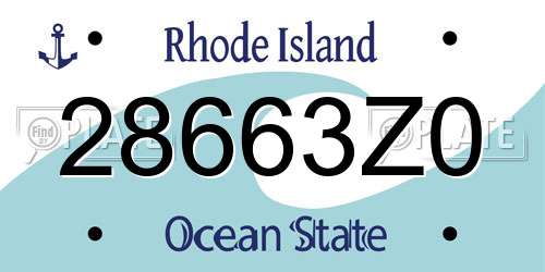 28663Z0 Rhode Island License Plate