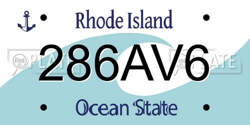 286AV6 Rhode Island License Plate
