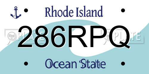 286RPQ Rhode Island License Plate