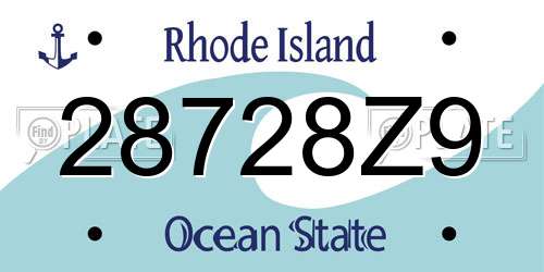 28728Z9 Rhode Island License Plate