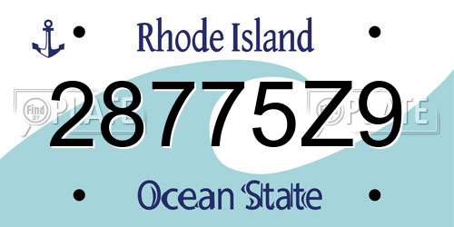 28775Z9 Rhode Island License Plate