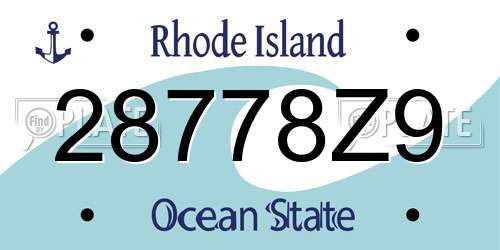 28778Z9 Rhode Island License Plate
