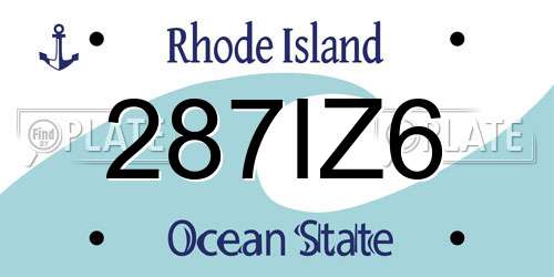 287IZ6 Rhode Island License Plate