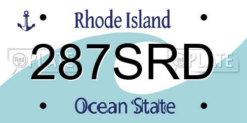 287SRD Rhode Island License Plate