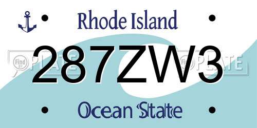 287ZW3 Rhode Island License Plate