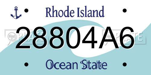 28804A6 Rhode Island License Plate