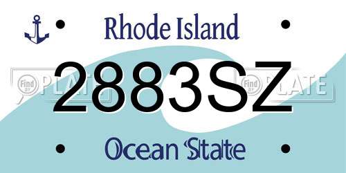 2883SZ Rhode Island License Plate