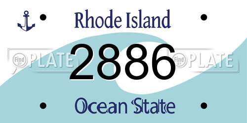 2886 Rhode Island License Plate