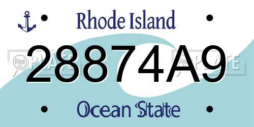 28874A9 Rhode Island License Plate
