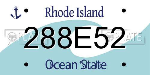 288E52 Rhode Island License Plate