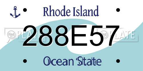 288E57 Rhode Island License Plate