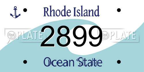 2899 Rhode Island License Plate