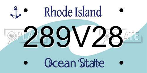 289V28 Rhode Island License Plate