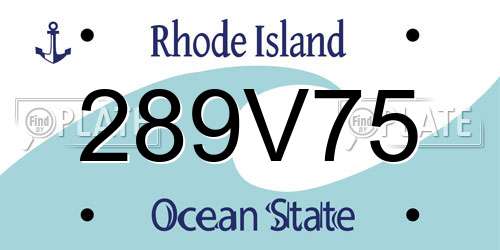 289V75 Rhode Island License Plate