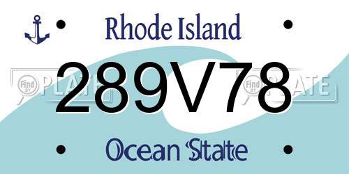 289V78 Rhode Island License Plate