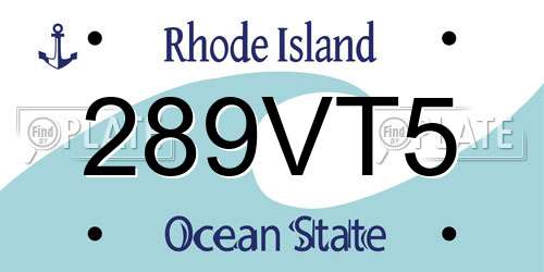 289VT5 Rhode Island License Plate