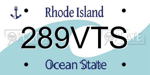 289VTS Rhode Island License Plate