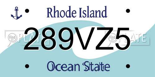 289VZ5 Rhode Island License Plate