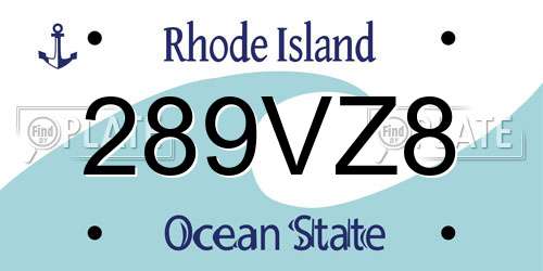 289VZ8 Rhode Island License Plate