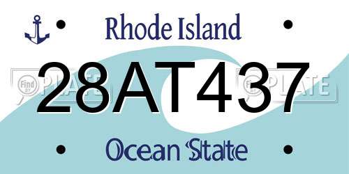 28AT437 Rhode Island License Plate