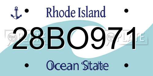 28BO971 Rhode Island License Plate