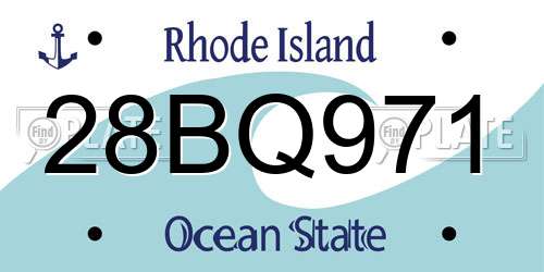 28BQ971 Rhode Island License Plate