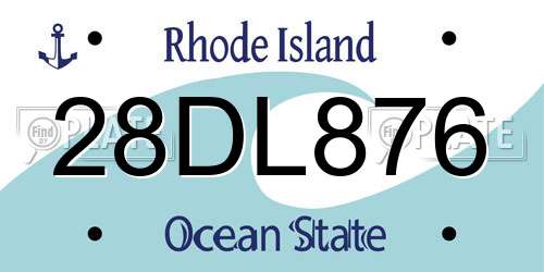 28DL876 Rhode Island License Plate