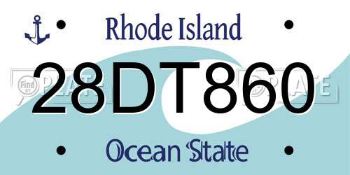 28DT860 Rhode Island License Plate