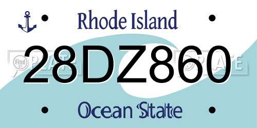 28DZ860 Rhode Island License Plate