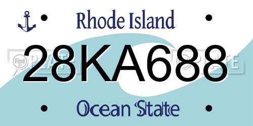 28KA688 Rhode Island License Plate