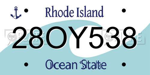 28OY538 Rhode Island License Plate