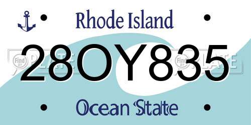 28OY835 Rhode Island License Plate