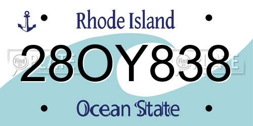 28OY838 Rhode Island License Plate