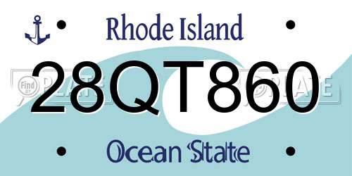 28QT860 Rhode Island License Plate