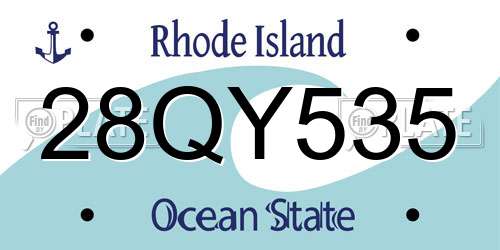 28QY535 Rhode Island License Plate