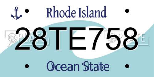 28TE758 Rhode Island License Plate