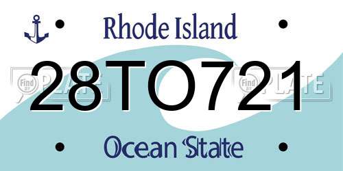 28TO721 Rhode Island License Plate