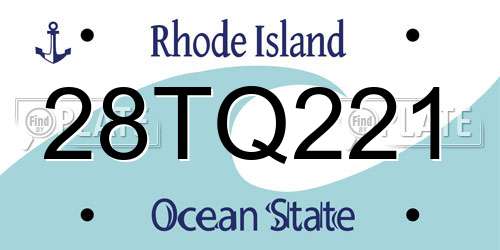 28TQ221 Rhode Island License Plate