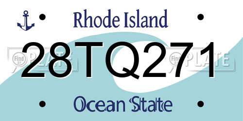 28TQ271 Rhode Island License Plate
