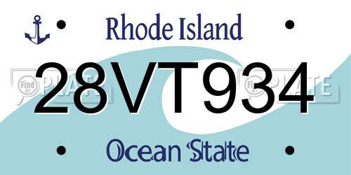 28VT934 Rhode Island License Plate
