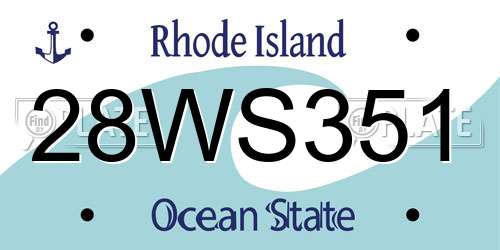 28WS351 Rhode Island License Plate