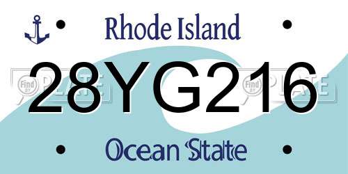28YG216 Rhode Island License Plate
