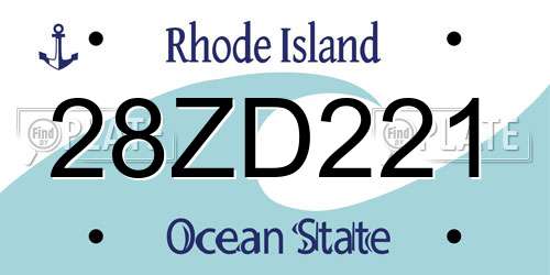 28ZD221 Rhode Island License Plate