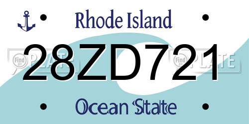 28ZD721 Rhode Island License Plate