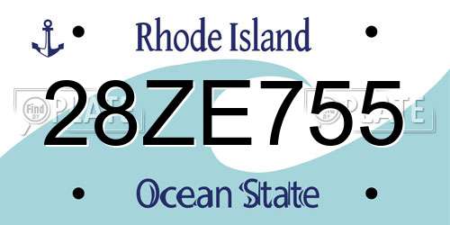 28ZE755 Rhode Island License Plate