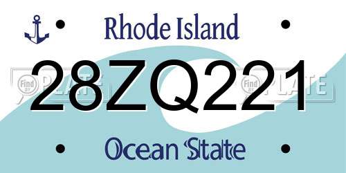 28ZQ221 Rhode Island License Plate