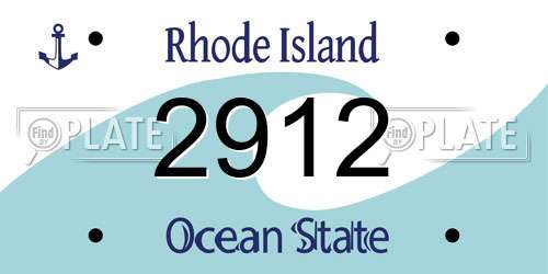 2912 Rhode Island License Plate